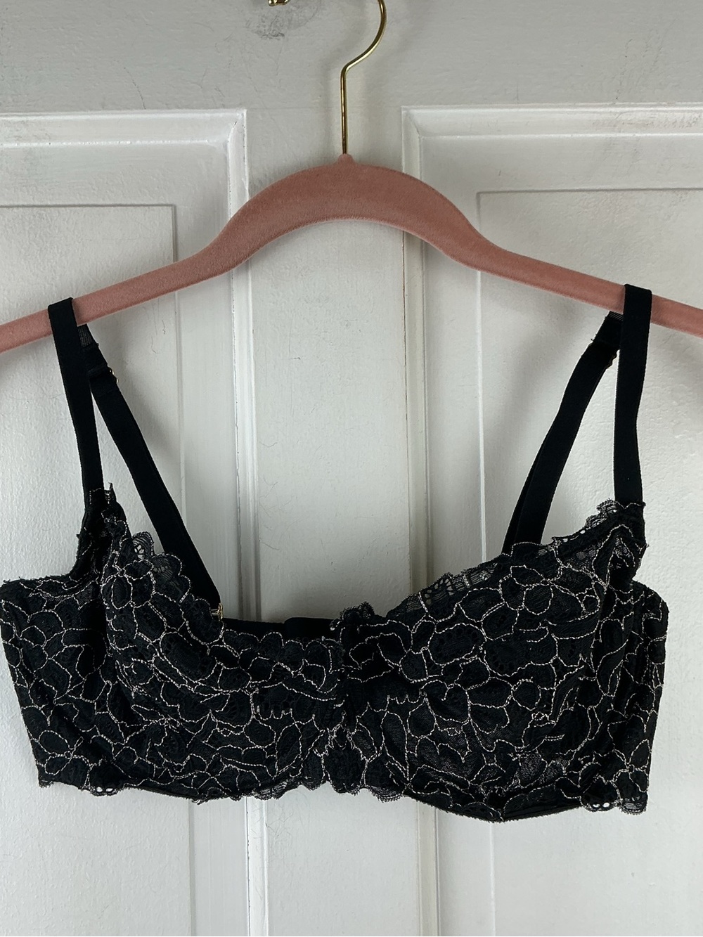 Soma Lace Unlined Balconette Bra Size 34DD Underwire Black
